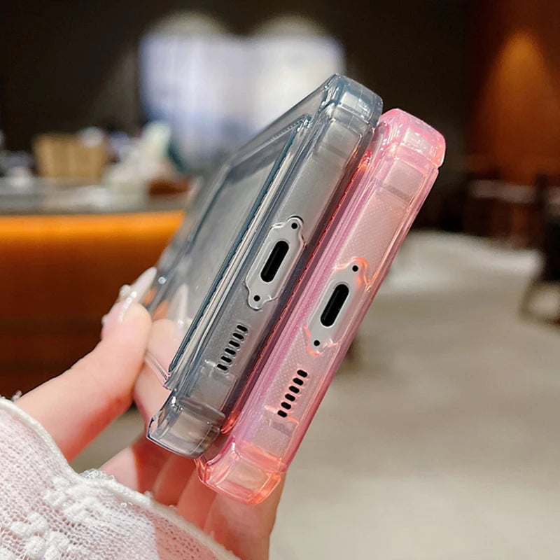 Card Bag Wallet Case For Samsung Galaxy S25 Edge S24 Ultra S23 S24 FE A55 A35 A25 A15 A16 A56 5G A06 Tiny Hearts TPU Phone Cover