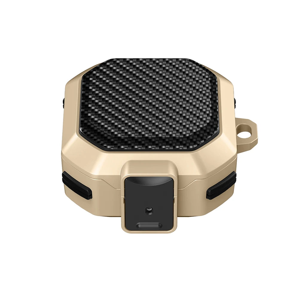 Carbon Fiber Switch Lock Earphone Case For Samsung Galaxy Buds 2 Pro FE Live Cover Full Protection Shockproof With Keychain Box