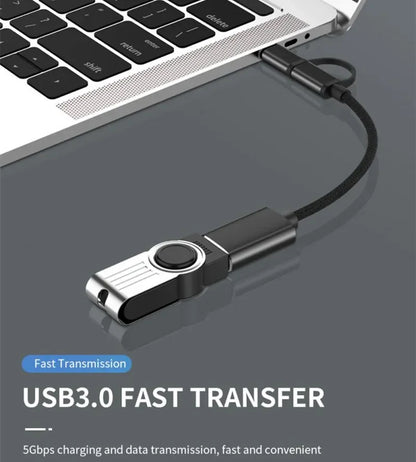 2-in-1 Micro USB USB C to USB3.0 OTG Cable Adapter New Condition Type C Male USB Female Converter MacBook Pro Charging Function