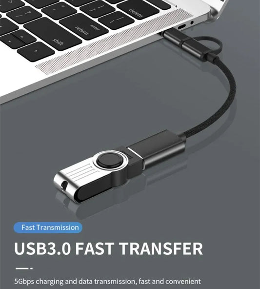 2-in-1 Micro USB USB C to USB3.0 OTG Cable Adapter New Condition Type C Male USB Female Converter MacBook Pro Charging Function