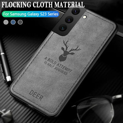 Slim Fabric Skin Deer Case For Samsung Galaxy S23 Ultra FE S22 S21 S24 Ultra A15 A25 A35 A55 A34 A52 A54 5G Hard Back Cover