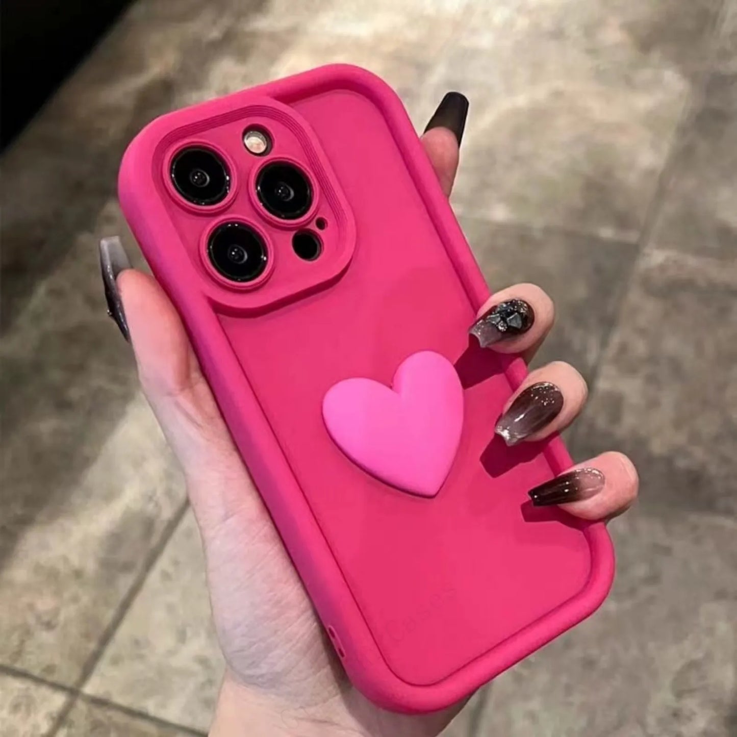 Luxury Cute 3D Love Heart Silicone Phone Case For iPhone 17 Air 16 15 13 12 11 14 Pro Max XR 16 Plus Shockproof Candy Back Cover