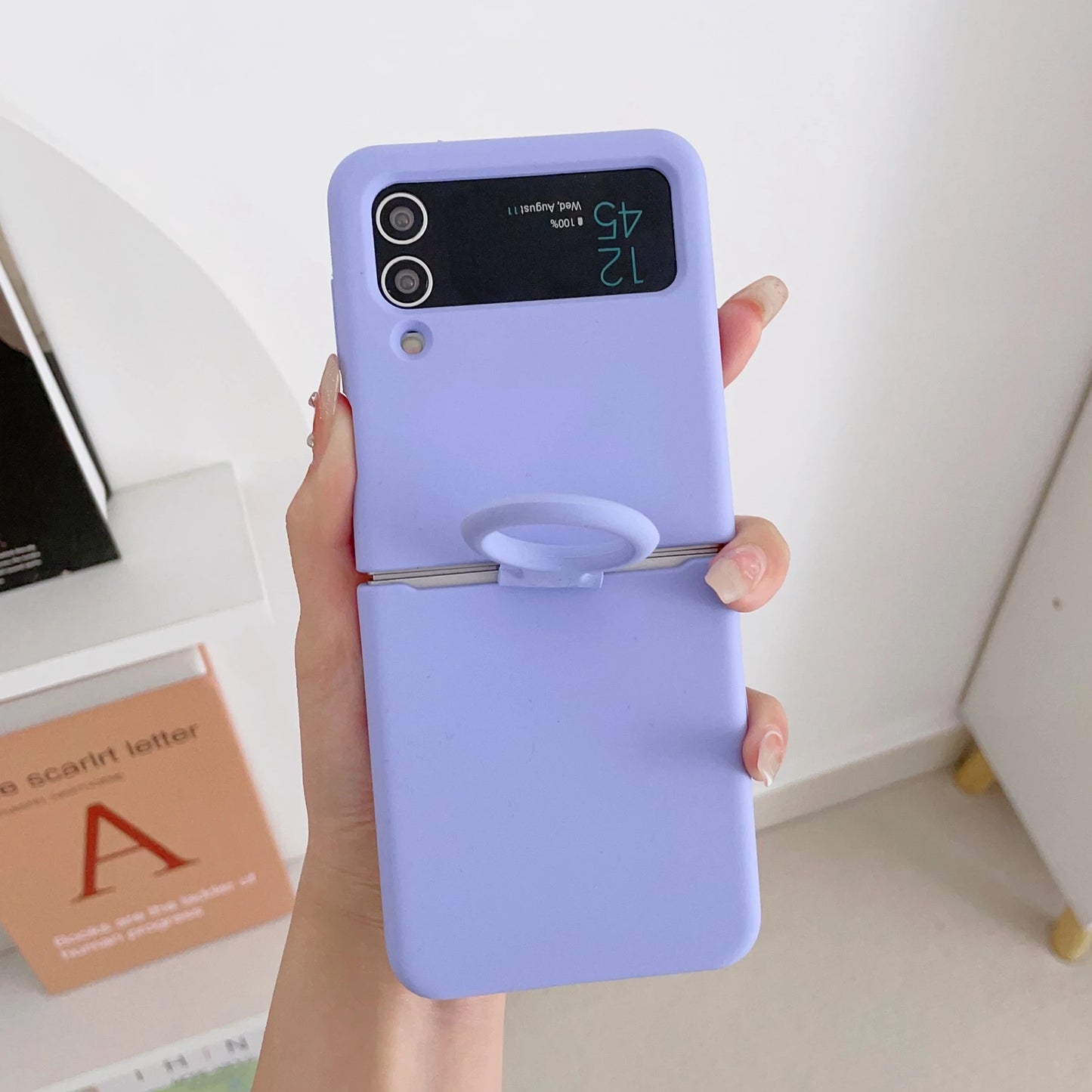 Liquid Silicone Ring Holder Case for Samsung Galaxy Z Flip 3 4 5G Flip4 Flip3 Flip2 Flip1 Foldable Full Protection Fashion Cover