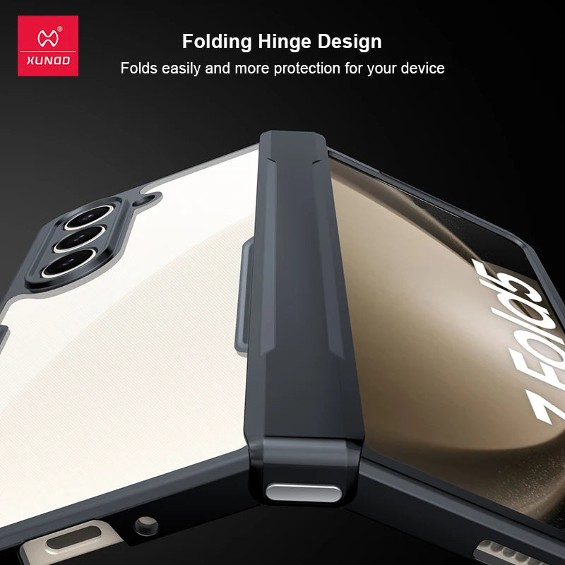 Xundd For Samsung Galaxy Z Fold 3 4 5 6 Fold 7 Foldable Case Airbag Anti-drop Camera Protect Acrylic&TPU Cover For
