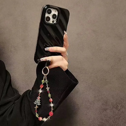 Cute Christmas Phone Chain Pendant Wrist Strap Anti-lost Lanyard Festival For iPhone Decorative Strap Bracelet Phone Accessories