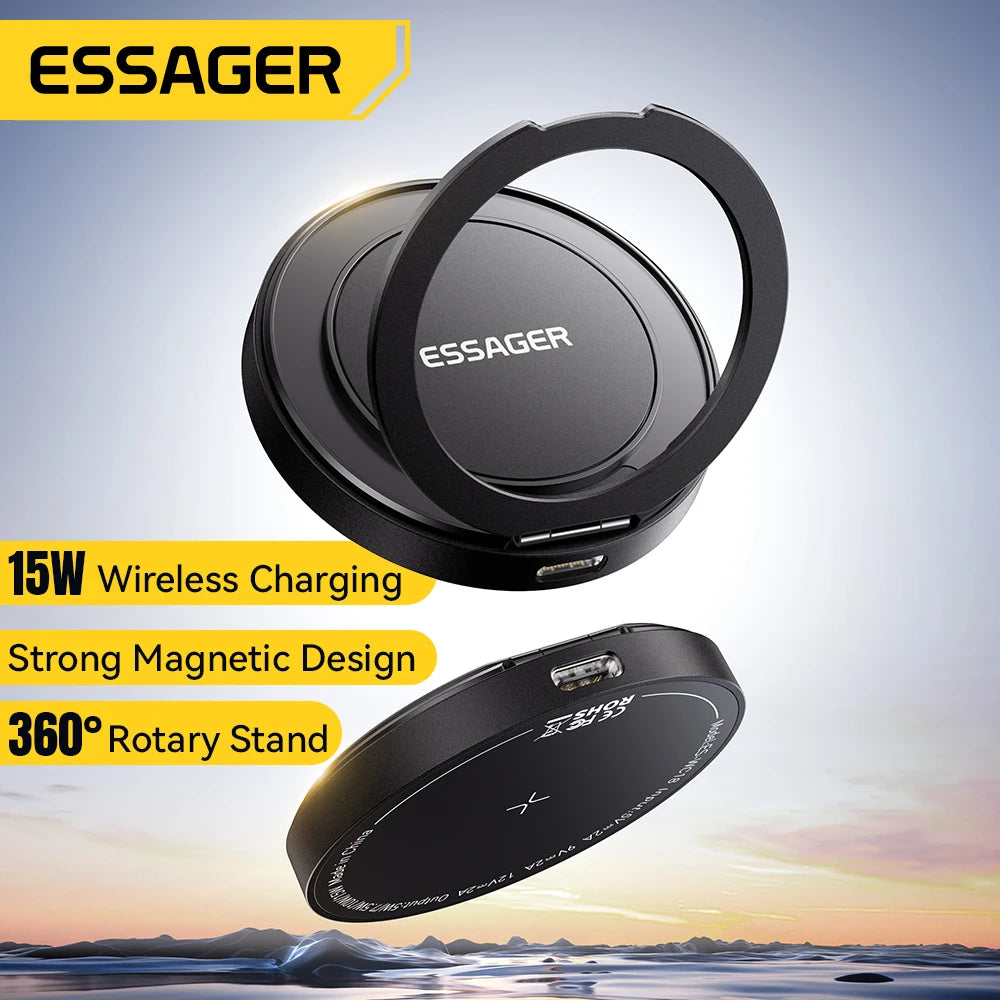 Essager Magnetic 15W Wireless Charger Fast Charging Pad Stand for iPhone 15 14  Airpods USB To Typec Phone Chargers Dock Station