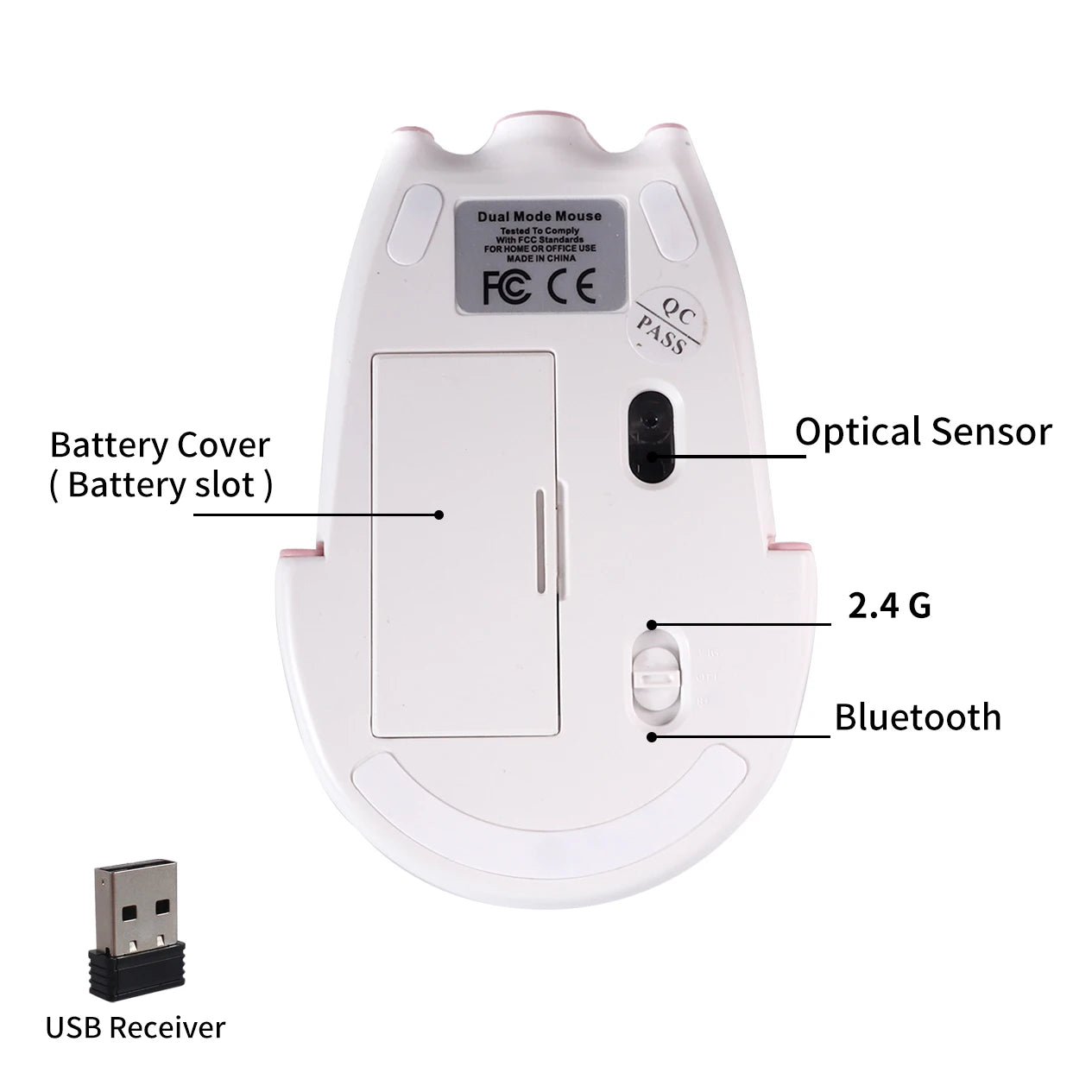 Cartoon Pig Design Computer Mouse Dual-mode 2.4G+Bluetooth Cute Ergonomic Optical Mice Game Laptop PC Universal For Girl Gift