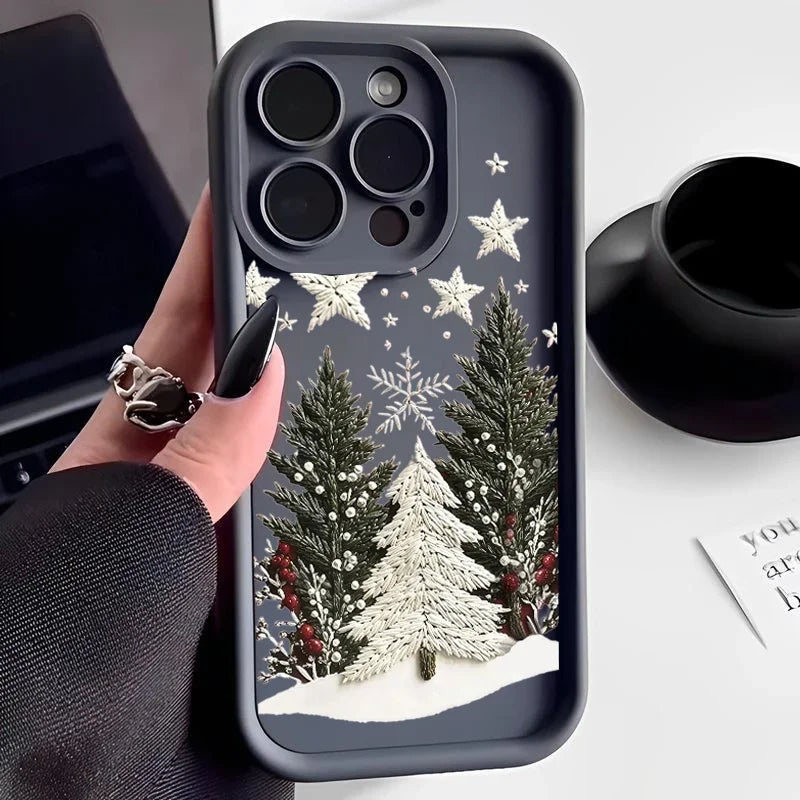 For Samsung Galaxy S25 Ultra S24 S23 FE S22 S21 S20 Plus Note 20 Ultra Shockproof Silicone New Year Christmas Tree Phone Case