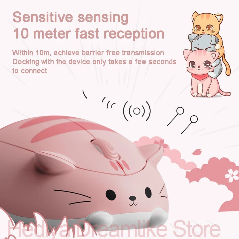 Cute Cat Wireless 2.4G Mouse kitten Designed Creative Mause Ergonomic USB Optical 1200 DPI Mini Mice Kid Gifts For PC Laptop