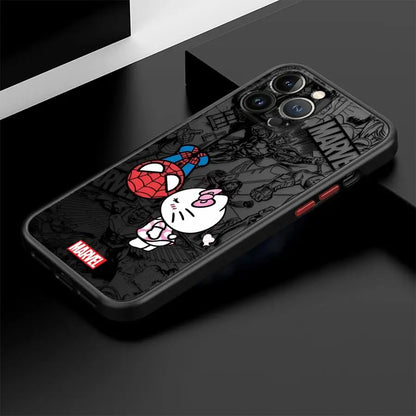 Marvel Cute Spidermans Hello Kitty Phone Case for iPhone 16 15 11 12 13 14 Pro Max 16 Plus 12 Mini 7 8 XR XS 15Pro MAX 16e