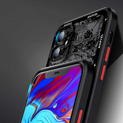 Phone Case for iPhone 16 15 11 12 13 14 Pro Max 16 Plus 12 Mini 7 8 MAX 16e Matte Soft Cover Shell Marvel Ironman Cool Logo