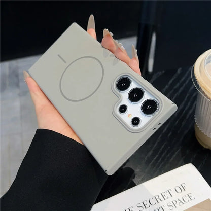Luxury Slim Matte Magsafe Case for Samsung Galaxy S25 S24 S23 Ultra S22 Plus S21 Note 20 Solid Color Shockproof PC Phone Cover