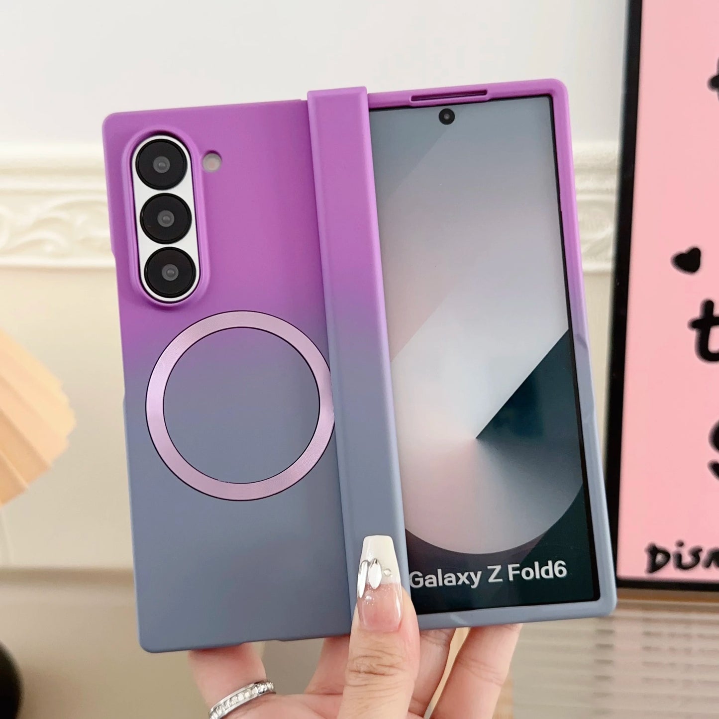 Magnetic for Magsafe Wireless Charging Gradient Phone Case for Samsung Galaxy ZFold 3 4 5 6 Liquid Silicone Bumper Cover Funda