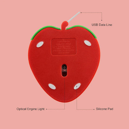 Pink Strawberry Small Optical Mouse Cute Creative Cartoon PC Computer Office Mice Girls Gift Mause for Office Laptop Desktop
