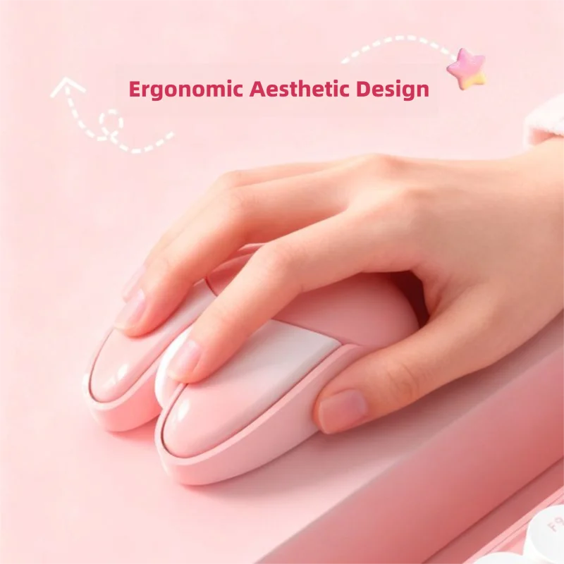 Cute Rabbit Ear Shape Dual-Mode Mouse 2.4G+Bluetooth Lightweight Mute Ergonomic Plating Portable Mice For PC Laptop Office Home