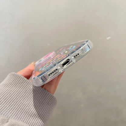Cute Happy Lovely Love Heart Colorful With Mirror Phone Case For iPhone 11 12 13 14 15 16 17 Pro Max Air Shockproof Back Cover