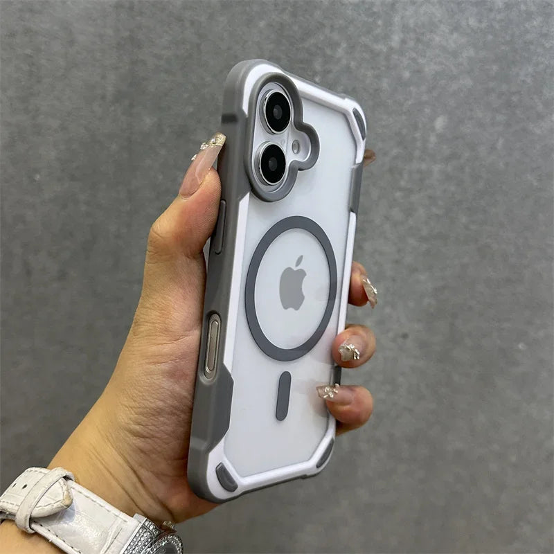 Hit Color Magnetic For Magesafe Wireless Charge Case For iPhone 16 13 14 12 15 Pro Max Transparent Shockproof Bumper Back Cover