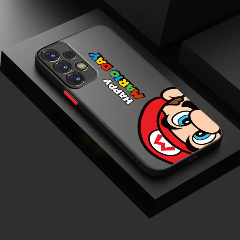 Anime Super M-Mario Cute Art Frosted Translucent For Samsung Note 20 A35 A03 A54 A31 A22 A34 A14 A24 A04 A55 5G Back Phone Case