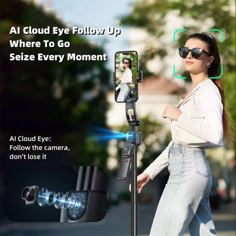 FGCLSY 5 in 1 Selfie Tripod Gimbal Stabilizer for Cell Phone 360°Auto-Rotation AI Tracking Shooting Quadrapod And Remote Control