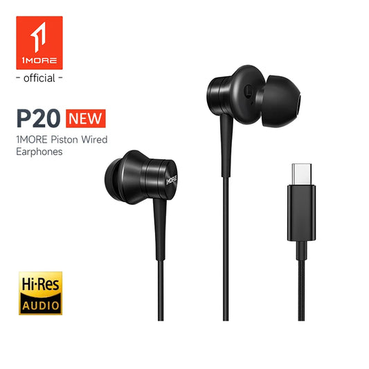 1MORE headphones P20 Wired In-ear Sports Type-C HIFI Hi-Res Earphone  ENC Mic With Microphone for Xiaomi Audio Cable