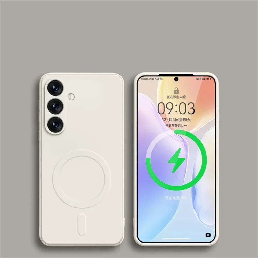 Original Liquid Silicone Magnetic Wireless Charge Case For Samsung Galaxy S25 S24 S23 S22 S21 Ultra For Magsafe Shockproof Cover