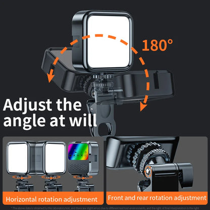 Portable Video Fill Light For Camera Phone Laptop Selfie Adjustable Photography Pocket Fill Light with Clamp Tripod Selfie Stick