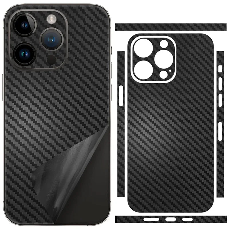Tear Down Carbon Fiber Skin for IPhone 16 15 14 13 Pro Max Plus Back Screen Protector Cover 3M Wrap Change Color Sticker Film