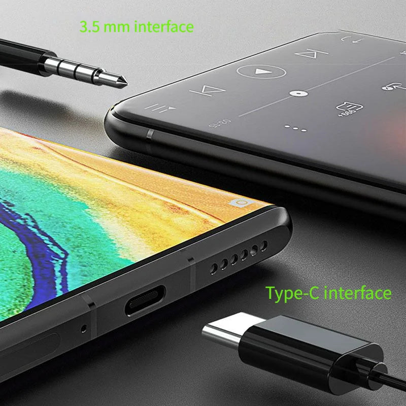 Type C&3.5mm Headphones Volume Control Headset With HD Mic Wired Earbuds For iPhone15/16 Samsung Galaxy Earphones