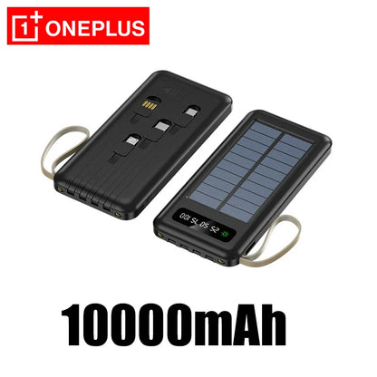 OnePlus Solar Power Bank 50000mAh Large Capacity Mobile Power Fast Charging Battery Dual USB 4 Cables For iPhone Samsung Huawei