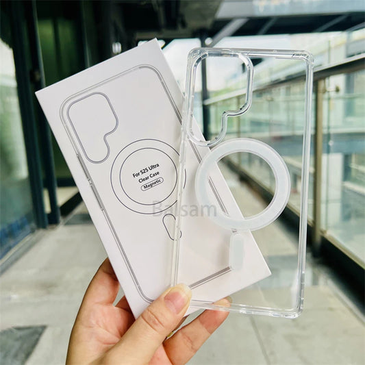 For Magsafe Magnetic Clear Case For Samsung S25 Edge S24 S23 S22 S21 S20 Plus Note 20 Ultra FE A16 A54 A26 A36 A56 A35 A55 Cover