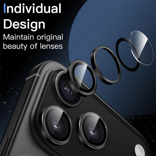 i17 ProMax Metal Ring Camera Glass For Apple iPhone17 iPhone 17 Pro Max Alloy Lens Film i Phone Air iFone iHone 17Pro 17ProMax