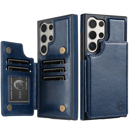 Wallet Magnetic Double Buckle RFID Blocking Card Slot Leather Case For Samsung Galaxy S25 Ultra S24 FE S23 Plus S22 S21 S20 FE