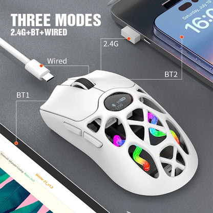 XUNFOX H16PRO Mouse, lightweight S205, three-mode wireless Bluetooth mouse for gaming, charging, RGB lighting, suitable for P