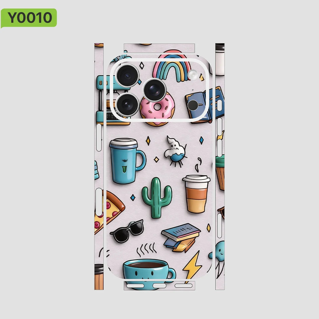 Skin Sticker Wrap for iPhone 13/14/15/16/17 Pro Max Decal Protective Film for Back, Frame, Camera(Not Phone Case)