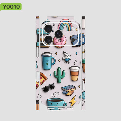 Skin Sticker Wrap for iPhone 13/14/15/16/17 Pro Max Decal Protective Film for Back, Frame, Camera(Not Phone Case)