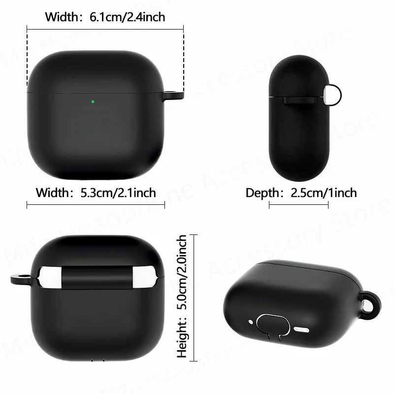 for 2024 AirPods 4 earbuds Solid color Earphone Protector cases with keychain liquid silicone soft for New AirPods 4 ANC Cases