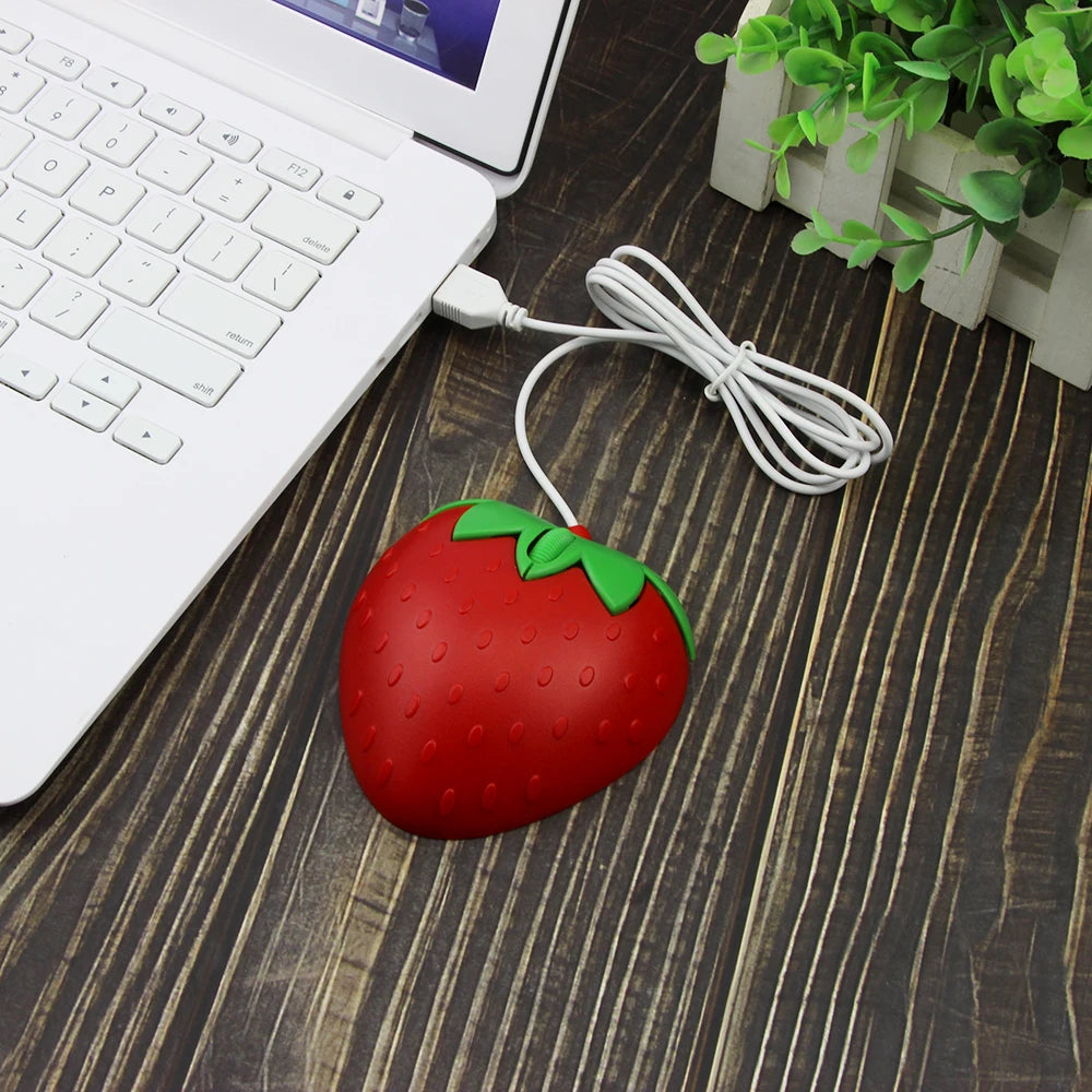 Pink Strawberry Small Optical Mouse Cute Creative Cartoon PC Computer Office Mice Girls Gift Mause for Office Laptop Desktop