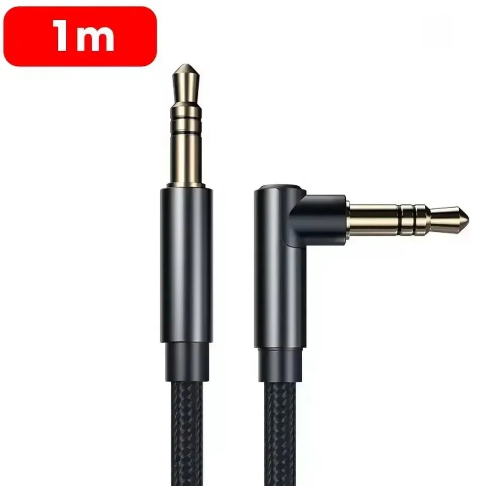 90 Degree Elbow Universal 3.5mm Jack Audio Cable Braided Speaker Aux Wire Male To Male Speaker Aux Line for Samsung Xiaomi Cord