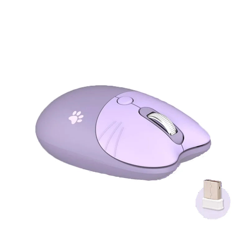 Pink Wireless Cute Meow Mouse Cartoon Silent Optical Ergonomic 1600DPI Mause Computer USB Gamer Mice For Laptop PC Gifts