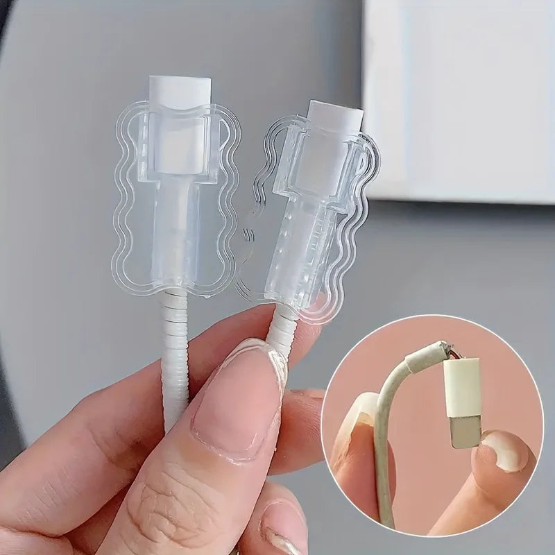 2pcs Data Cable Protector Sleeves Anti-Breakage Cord Saver Mobile Phone Accessory Flexible Cord Management