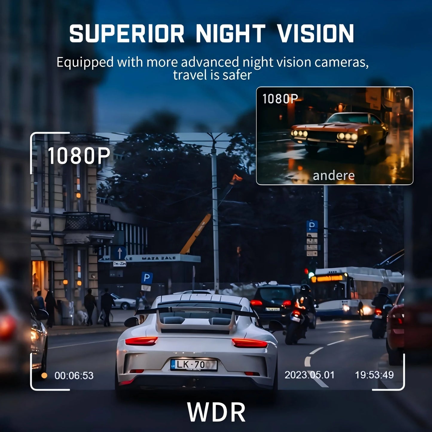 Car Dash Cam 4 Channel Black Box WiFi Driving Camera FHD 1080P Front Left Right Rear Night Vision Loop Recording add Hardwire ki