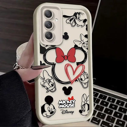 Cute Disney Mickey Minnie Phone Case for Samsung Galaxy S25 S24 S23 Ultra S22 S21 Plus FE 5G A54 A34 A14 A73 A53 A33 5G Cover