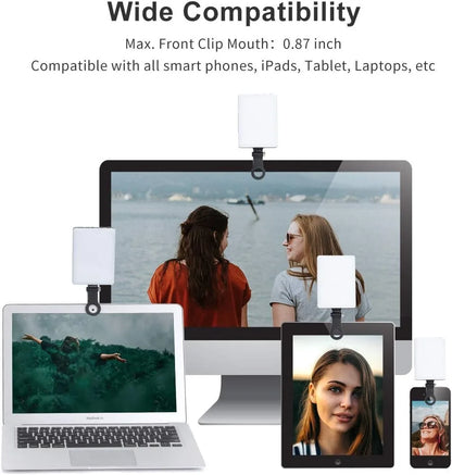 LED Portable Clip-on Selfie Light; Video Conference Lighting, 3 Lighting Modes, Suitable for iPhone Camera Laptop