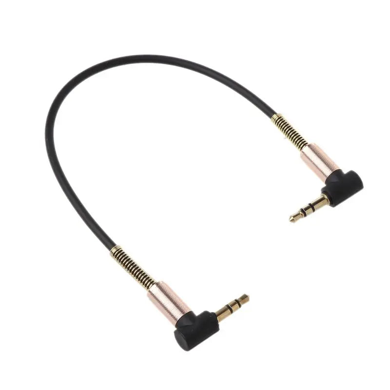 L21D 24cm Dual 90 Degree Nylon 3.5 mm to 3.5mm Male Jack  Cable Car Aux Cord for Phone Tablet  Player Stereo Speaker