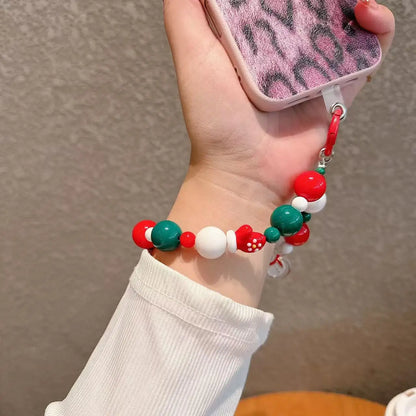 Cute Christmas Phone Chain Pendant Wrist Strap Anti-lost Lanyard Festival For iPhone Decorative Strap Bracelet Phone Accessories