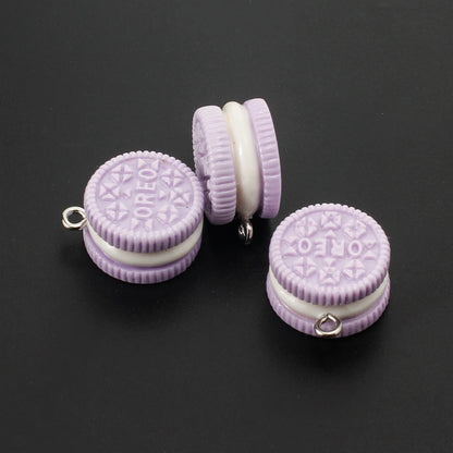 10pcs Macaron Biscuits Cookies Resin Charms Chocolates Snacks Food Pendants for Earrings Keychain Diy Jewelry Making Supplies