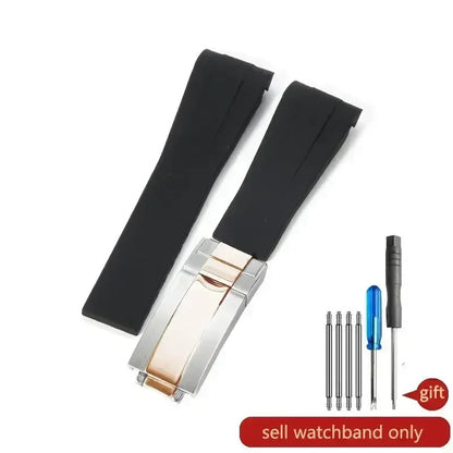 For Rolex Silicone Watch Accessories Original GMT Black Submariner Green Submariner Curved Interface Watch Strap 20 21mm