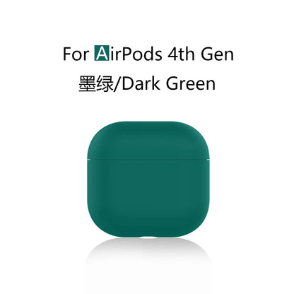 for 2024 AirPods 4 earbuds Solid color Earphone Protector cases with keychain liquid silicone soft for New AirPods 4 ANC Cases