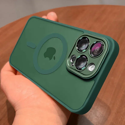 Luxury Armor Magnetic Matte Translucent Case For iPhone 16 15 14 Plus 13 12 11 Pro Max Case For Magsafe Wireless Charge Cover