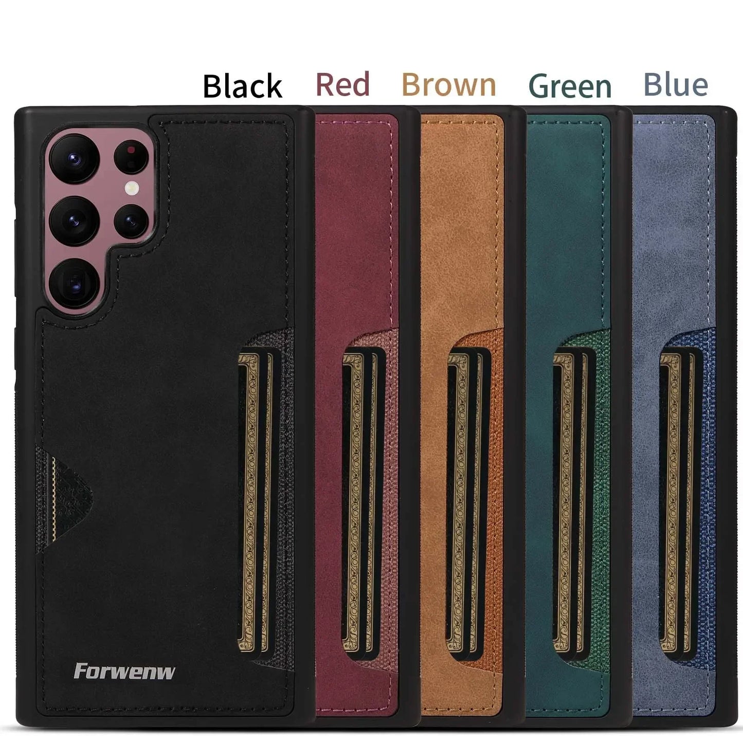 Retro Card Solt Case for Samsung Galaxy S24 S25 Ultra S23 FE S22 Plus A15 A25 A35 A14 A24 A34 A54 A13 A23 A33 A53 Leather Cover